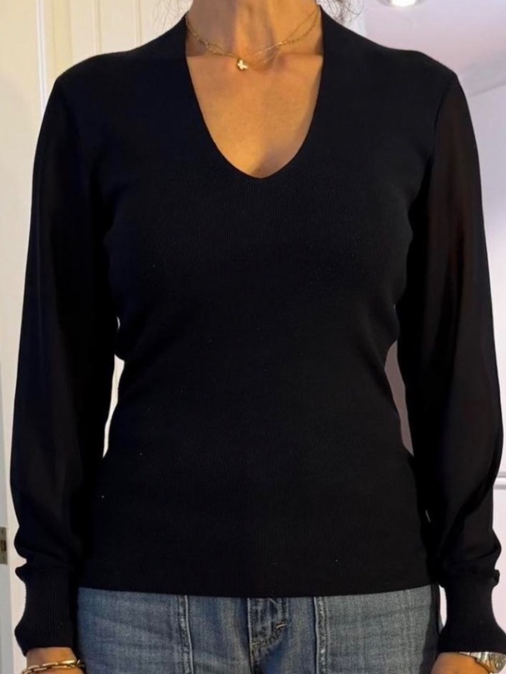 Ted Baker Sheer Sleeve Sweater Top